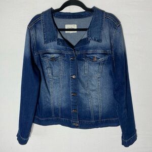 Jessica Simpson Classic Med Wash Blue Denim Jacket 2X